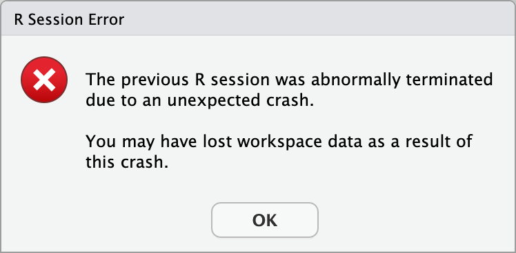 R session error